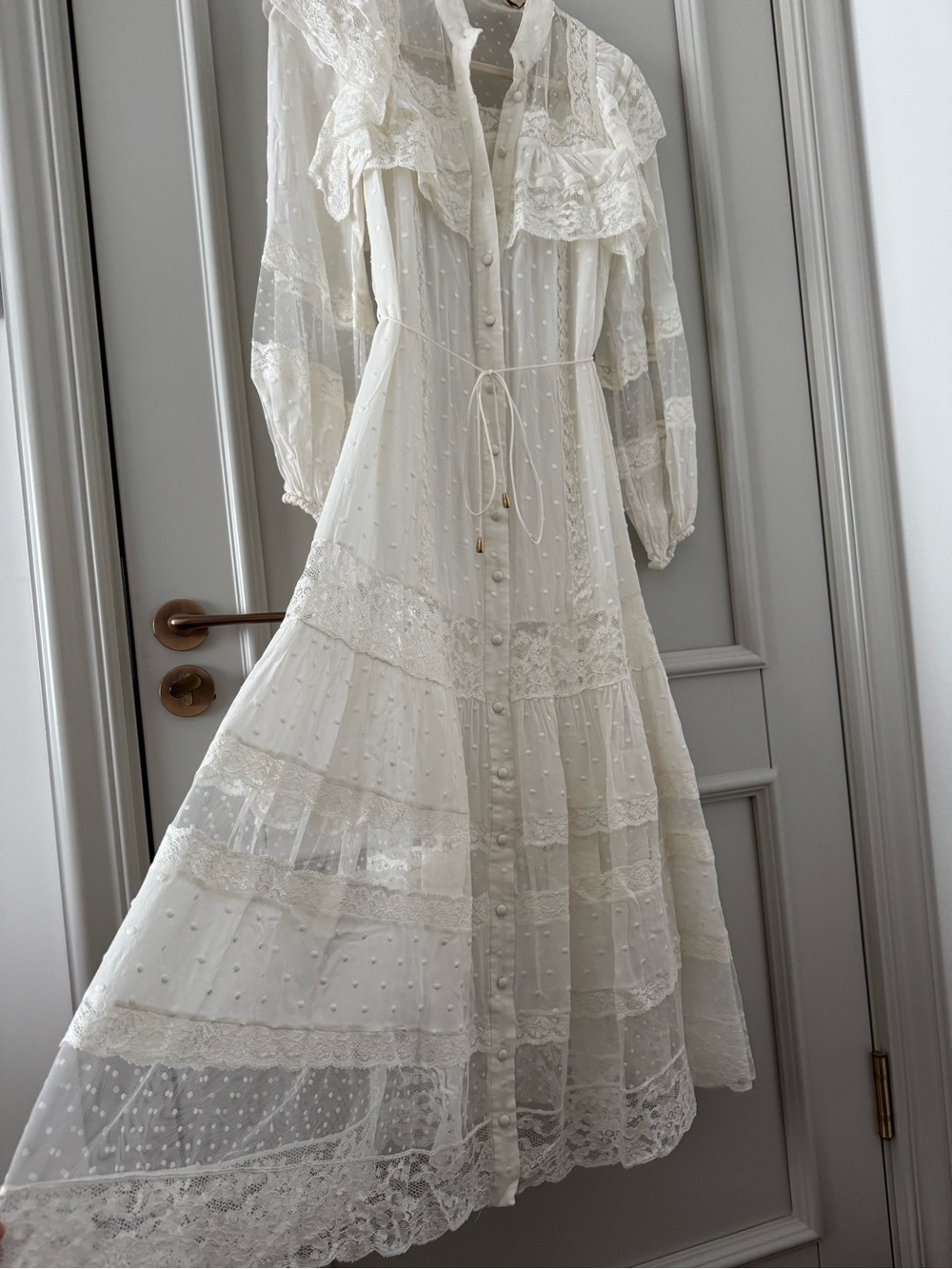 Zimmermann Silk and Lace Vintage-Inspired Sheer Lace Maxi Dress in Ivory - Picture 5 of 10